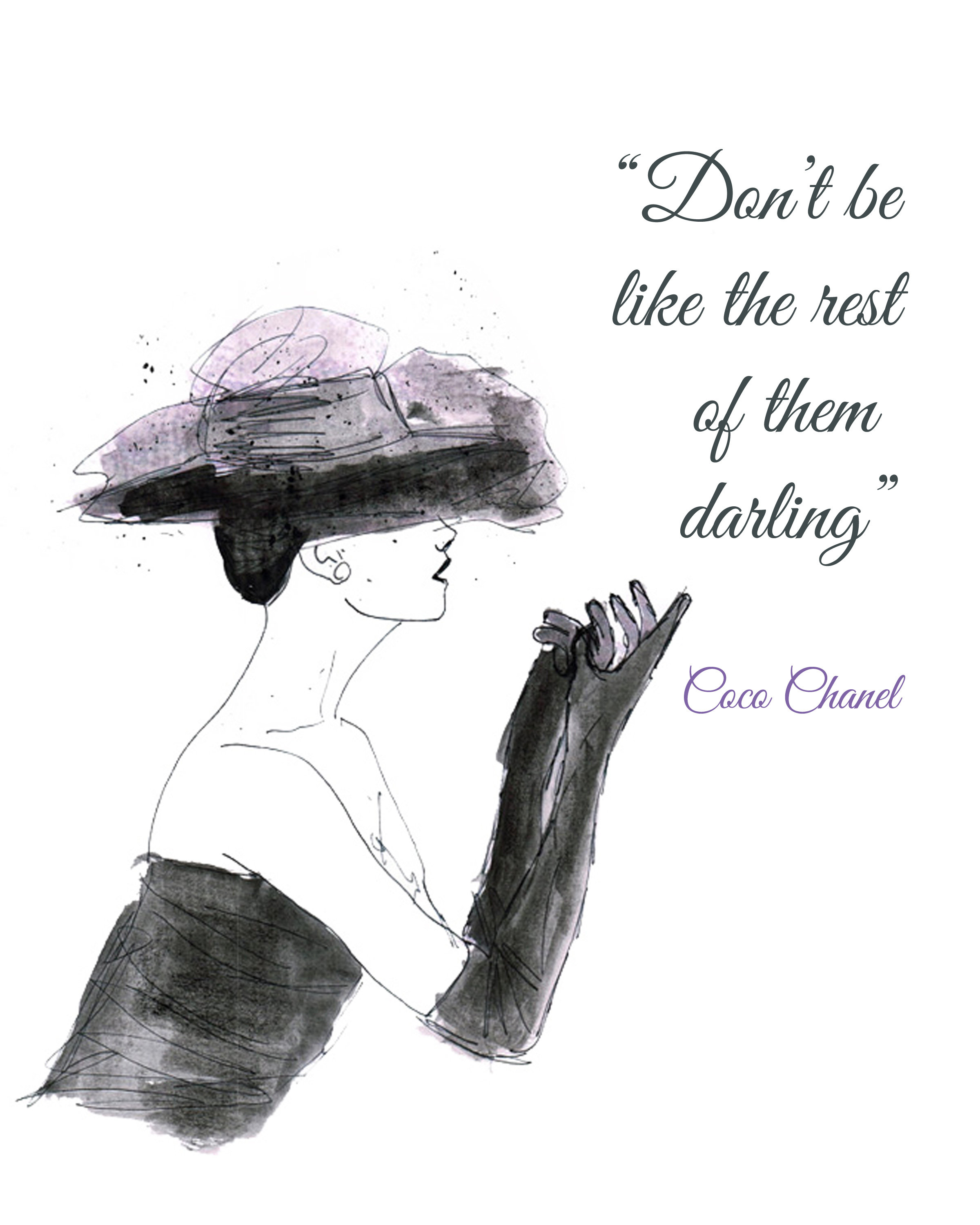 don't be like the rest of them darling, chanel quote print, girl power,  lipstick prints, chanel inspired, apartment decor, motivational