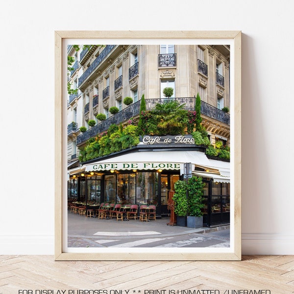 Paris Photography - Cafe De Flore, Paris Photo, Famous Parisian Cafe, Kitchen Wall Art, Paris Home Decor, Paris Landmark, Paris Restaurant