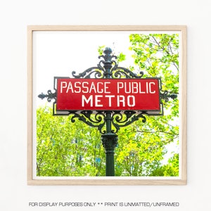 Paris Photography - Paris Metro Signs, Paris Subways, Paris Landmarks, Paris Photos, Paris Wall Decor, Paris Print, Red, Metro Sign Photo