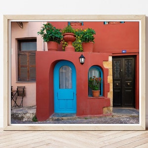 Greece Photography, Greek House, Old Town House, Greek Print, Chania Crete, Greek Wall Decor, Old Town, Chania Crete, Greek Village home