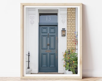 London Photography - Door Photography, Blue Door, #13, London Doors, Chelsea Neighborhood, Urban Blue Wall Decor, Upscale Blue Urban Door