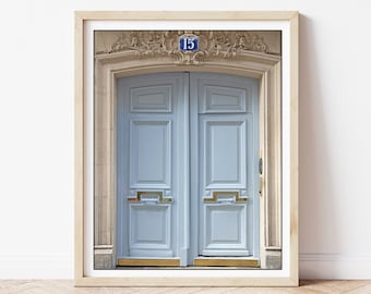 Eggshell Blue Door Print - Paris Photography, Door Photography, Paris Eggshell Door, Paris Doors, Parisian Wall Decor, Vertical Print