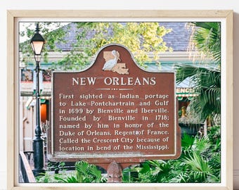 New Orleans Photography - Historical Marker, The Founding Of New Orleans, Cafe Du Monde Cafe, Mississippi Riverfront
