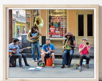 Street Musicians - New Orleans Jazz Music, French Quarter Photos, New Orleans Print,  NOLA Street Bands, Bourbon Street, Jazz Music