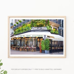 Parijs fotografie - Cafe De Flore, Parijs foto, beroemde Parijse Cafe, kunst aan de muur keuken, Decor van het huis van Parijs, Parijs Fine Art Photography,