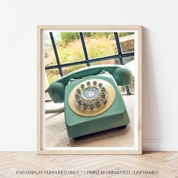 Retro Telephone, Vintage Phone, Canvas Print, Cotswolds Inn Detail, Vintage Wall Art, Teal Wall Decor, Teal Phone, Retro Wall Decor, Retro