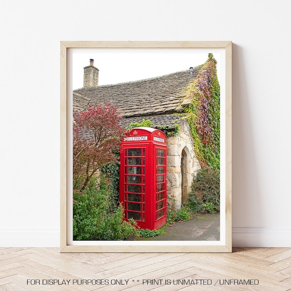 The Cotswolds - Red Telephone Box, Cotswolds Photography, Red Phone Booth, England, British Travel Print, Red Phone Box, British Photography