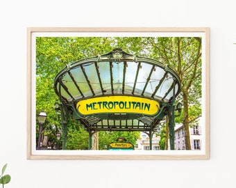 Paris Photography - Paris Metro Station, Paris Subway, Paris Wall Art, Montmarte, Paris Decor, Paris Photo, Metro Signs, Paris Photography