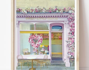 Sweet Little Things, The Cotswolds, English Bakery, Cotswolds Photography,British Travel Print, Pink Decor