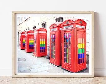 ロンドンの写真 - ピンクの電話ボックス、ロンドンの電話ボックス