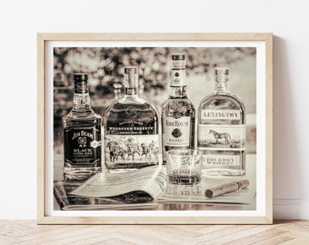 Bourbon Photography - Bourbon and Horses, Bourbon Photos, Bourbon Print, Keeneland Race Track, Man Cave Decor, Home Bar Decor, Bar Wall Art