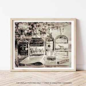 Bourbon Photography - Bourbon and Horses, Bourbon Photos, Bourbon Print, Keeneland Race Track, Man Cave Decor, Home Bar Decor, Bar Wall Art