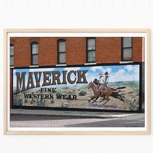 Photographie de Fort Worth - Parcs à bestiaux de Fort Worth, monument de Fort Worth, photographie en noir et blanc, décoration murale Fort Worth, Maverick Western Wear