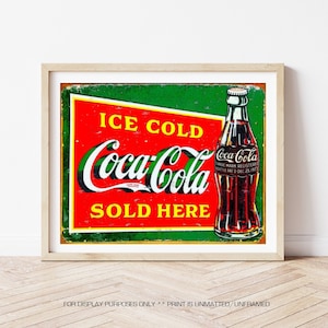 Arte de pared de Coca-Cola, signo de coque, coque vintage, fotografía de coque, fotografía vintage, signo de coque retro, arte de coque, arte de bar, arte de la cueva del hombre, coque