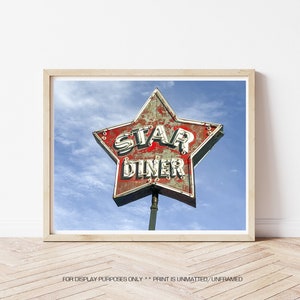 Kitchen Wall Art - Star Diner, Vintage Photo, Retro Sign, Kitchen Decor, Gift for Mom, Kitchen Decor, Vintage Diner Sign, Retro Diner, Star