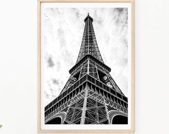 Parijs Fotografie - Eiffeltoren, Zwart-wit, Parijs Wall Decor, Eiffeltoren Fotografie, Stalen Toren, Parijs Bezienswaardigheden, Architectuur