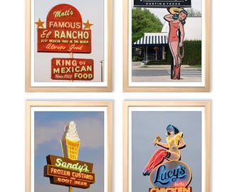 Austin Photography - Set of 4 Color Prints, Austin Wall Decor, Lucy's Chicken, Matt's El Rancho, Sandy's, Thom's Market, Austin Texas Art