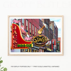 NASHVILLE PHOTOGRAPHY - Downtown Nashville, Broadway Bars, Nashville BBQ, Nashville Print, Music City Photography, Nashville Wall Art