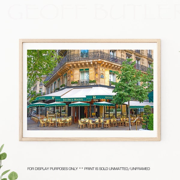 Paris Photography - Cafe Les Deux Magots, Paris Photo, Famous Parisian Cafe, Kitchen Wall Art, Paris Home Decor, Paris Fine Art Photography