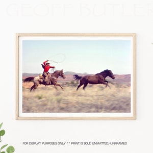 Cowboy Photography - Cowboy Roping Horse, Rustic Print, Farmhouse Decor, Farmhouse Wall Art, Western Decor, Cowboy Photo, Working Cowboy