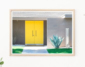 Palm Springs Photos, Palm Springs Photography, Yellow Vintage Door, Modern Mid-Century Architecture, Retro Photography, Palm Springs Doors