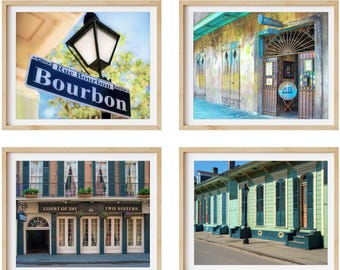 New Orleans Photography - Set of 4, Preservation Hall, Court of the Two Sisters, Bourbon St, Row Houses, Nola Prints, New Orleans Art Prints