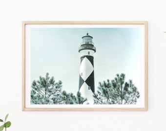 Lighthouses - Lighthouse Photography, Cape Lookout Lighthouse, Lighthouse Photos, Outer Banks Photography, Beach House Decor, Nautical Print