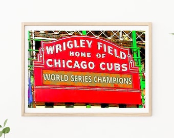 Wrigley Field - Chicago Cubs Photography, Wrigley Field Sign, Chicago Cub Wall Art, Cubs baseball, Chicago Cubs Decor, Cubbie Fan Wall Decor