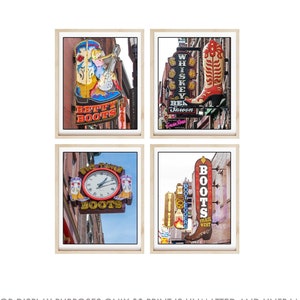 Nashville Photography--Set Of 4 Prints, Nashville Boots, Nashville Boot Stores, Cowboy Boots, Music City Photography, Broadway Nashville