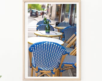 Paris Photography - Paris Sidewalk Cafe, Blue Bistro, Paris Kitchen Art, Kitchen Decor, Paris Cafe Photos, Paris Art, Paris Photos, Cafe Art