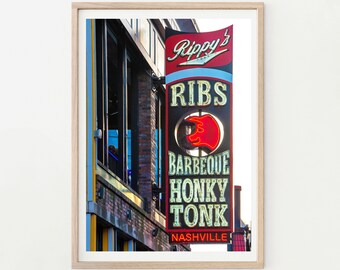 RIPPY'S RIBS BBQ - Nashville Bar, Nashville Honky Tonk, Nashville Photography, Nashville Neon Lights, Broadway Bars, Music City Photography