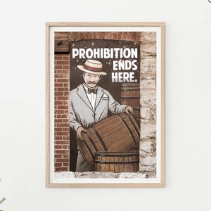 Black and Gold Prohibition Printable Art prohibition Ends Here Have A Drink  Print Bar Art Download, Party Sign, Bar Décor BWBG5 