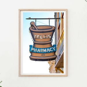 Charleston Photography - Tellis Pharmacy, Charleston Landmark, Charleston Print, Low Country Photo, Charleston King Street, Neon Signs