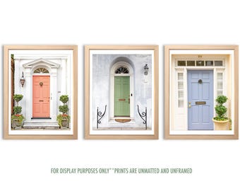 Charleston Doors - Set of 3, Pastel Colors, Pastel Doors, Southern Wall Decor, Charleston Photography, Low-Country Photography