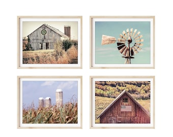 Fotografia moderna de fazenda - conjunto de 4 gravuras de fazenda - fotos rurais americanas, gravuras de fazenda, decoração de casa, arte rústica de parede, **VENDA DE IMPRESSÃO**
