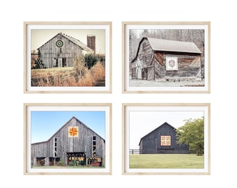 Barn Quilts - Modern Farmhouse Photography, Set of 4 Farm Prints, Rural Americana Photos, Farmhouse Prints, Rustic Wall Art, **PRINT SALE**