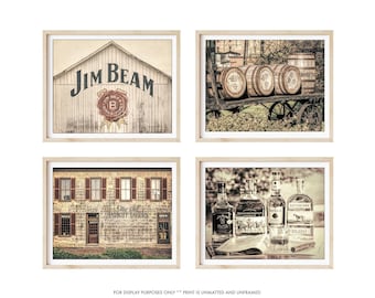 Bourbon Photography - Set of 4 Bourbon Prints, Bourbon Photos, Bourbon Prints, Man Cave Decor, Home Bar Decor, Bar Wall Art, PRINT SALE