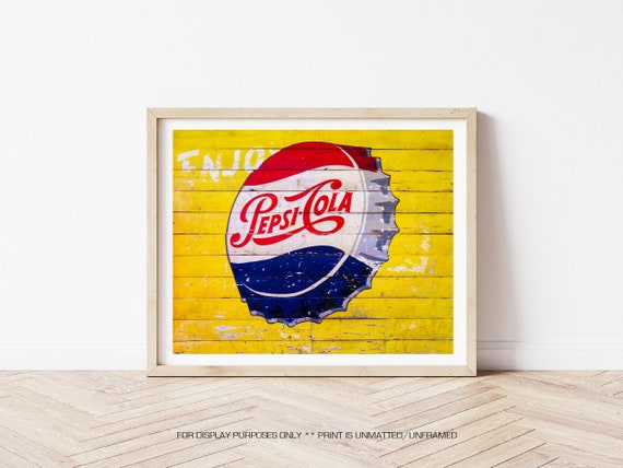 Pepsi Wall Art, Pepsi Sign, Vintage Pepsi Photo, Pepsi Photography