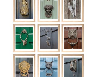 Door Photography - Print Set of Door Knockers, Unique Door Knockers, Charleston Photography, Set of 9, 6, or 3 Prints, Door Knockers