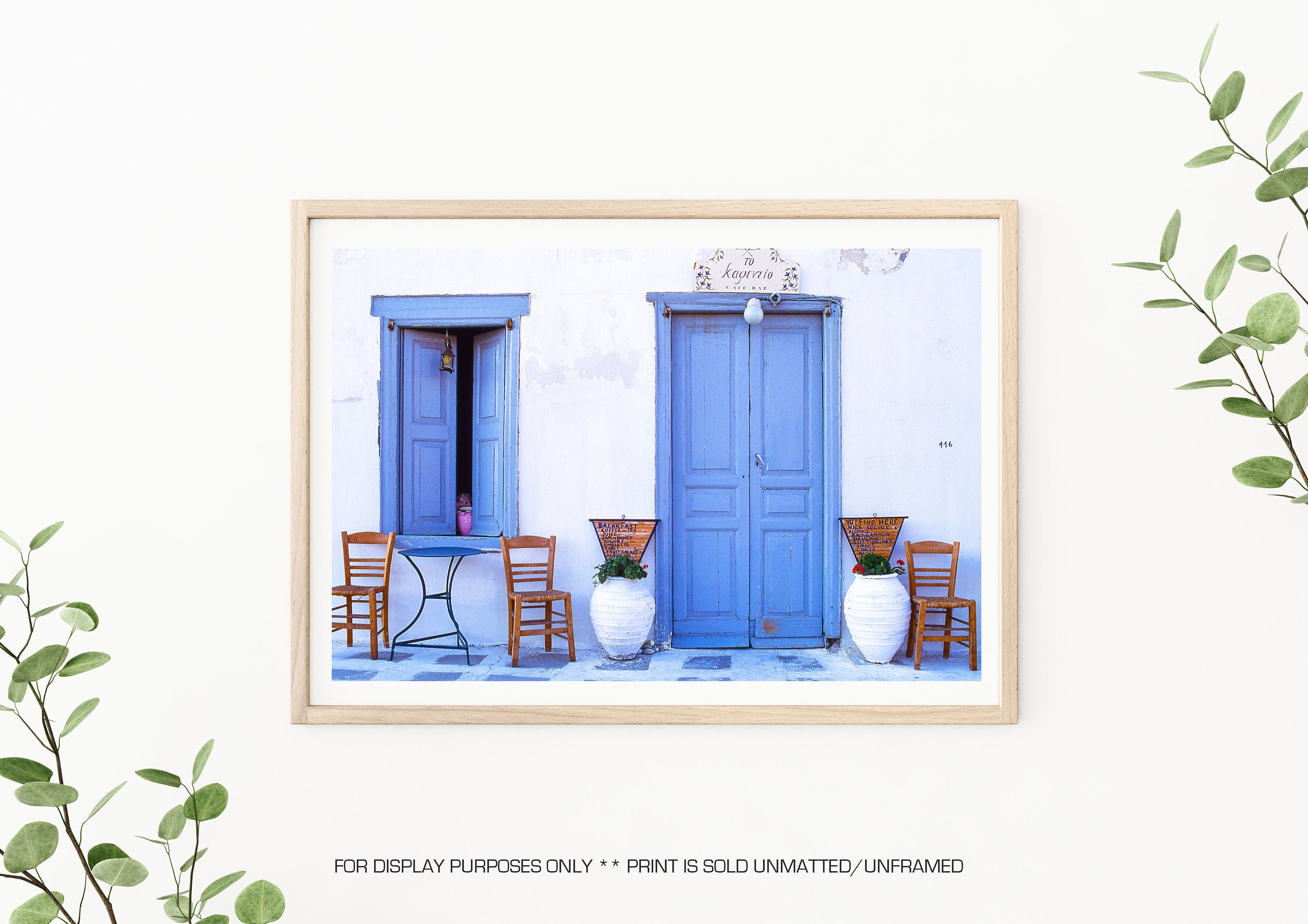 Greece Photography Greek Cafe Photo European Wall Decor Etsy
