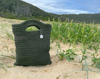 Crochet tote bag hand bag, green tote bag, green crochet bag