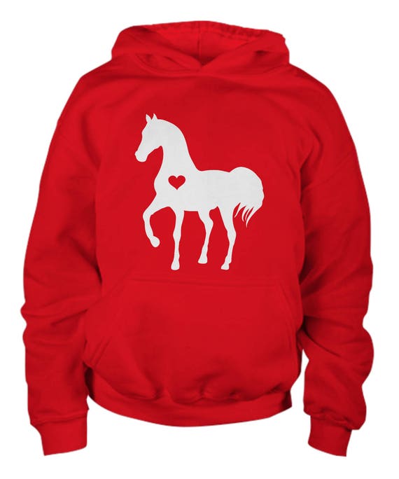 I Love Heart Horses Kids Hoodie Sweatshirt