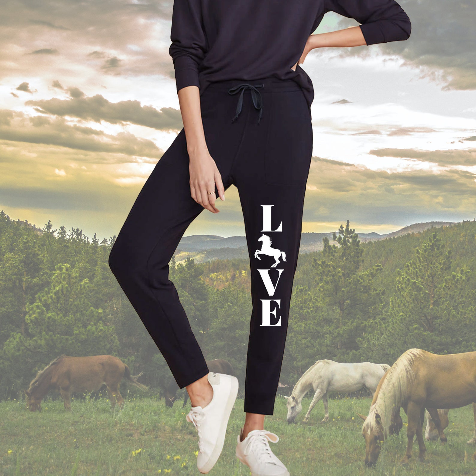 LOVE Horses Joggers Joggers Women Sweatpants Womens Etsy UK