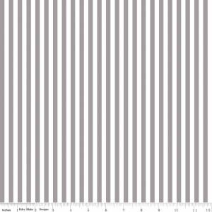 Gray and White Stripe Fabric Riley Blake Designs 1/4 Stripe Grey and White Stripe Narrow Stripe Fabric image 1