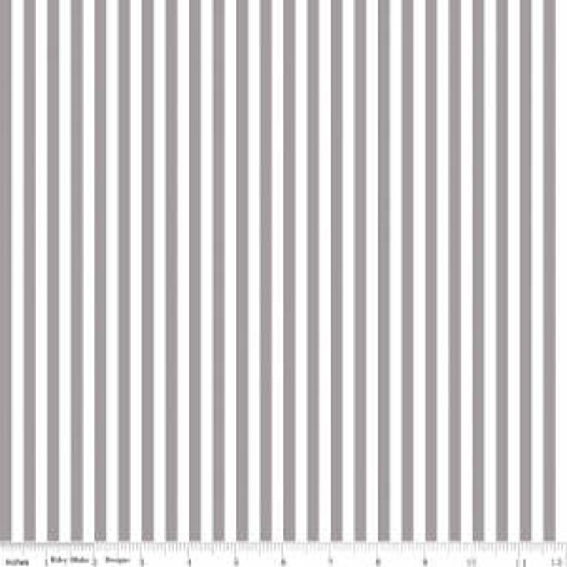 Gray and White Stripe Fabric Riley Blake Designs 1/4 Stripe Grey and White Stripe Narrow Stripe Fabric image 1