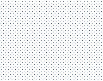 Dark Blue Little Dot Fabric - Riley Blake Swiss Dot - White and Navy Blue Dot Cotton Fabric