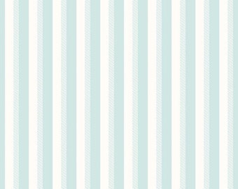 Aqua Blue and White Stripe Fabric - Riley Blake Wiltshire Stripe Fabric - Aqua and White Fabric