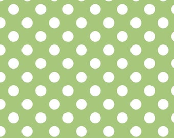 LAST 17" of Green Polka Dot Fabric - Riley Blake Medium Dot Cotton Fabric Remnant