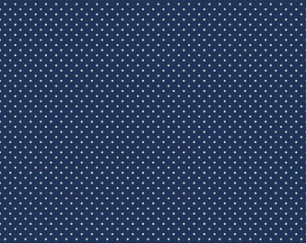 Navy Blue Small Dot Fabric - Riley Blake Navy Swiss Dot