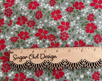 Red and Gray Floral Fabric - Moda Merry Little Christmas - Woven Quilting Fabric